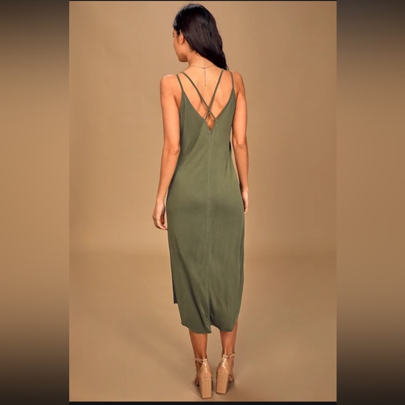 Lulu's Asymmetrical Olive Green Dress - Picture 4 of 4